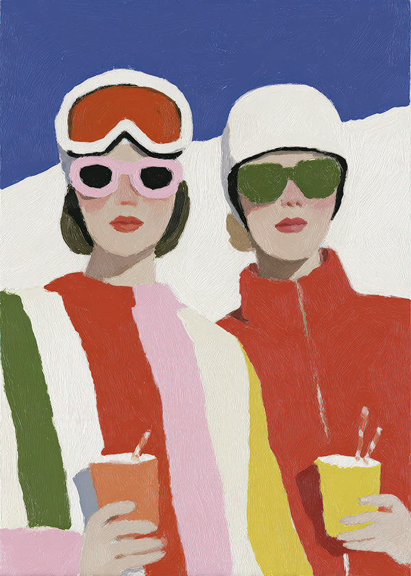 Illustration après-ski à deux personnages