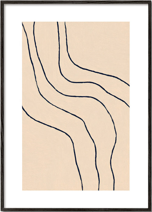 Œuvre minimaliste aux lignes organiques beige
