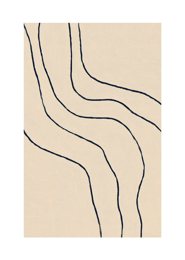 Minimalistisch kunstwerk met organische lijnen beige