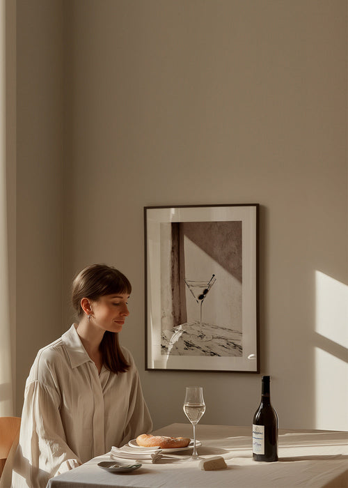 Keuken kunst Martini in glas op marmer