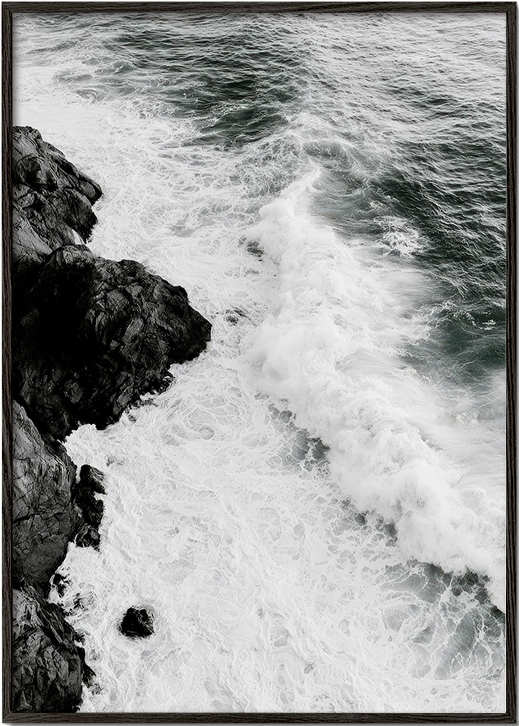 Art de paysage : rochers atlantiques en noir et blanc
