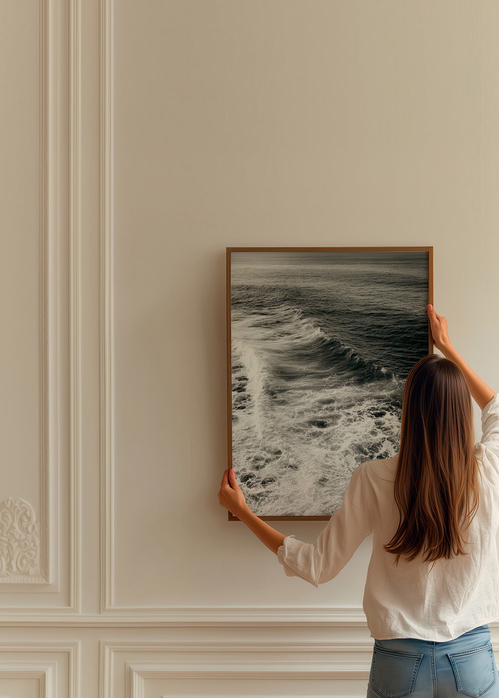 Photographie de vagues en noir et blanc