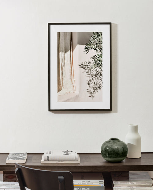 Botanische print linnen en olijftak
