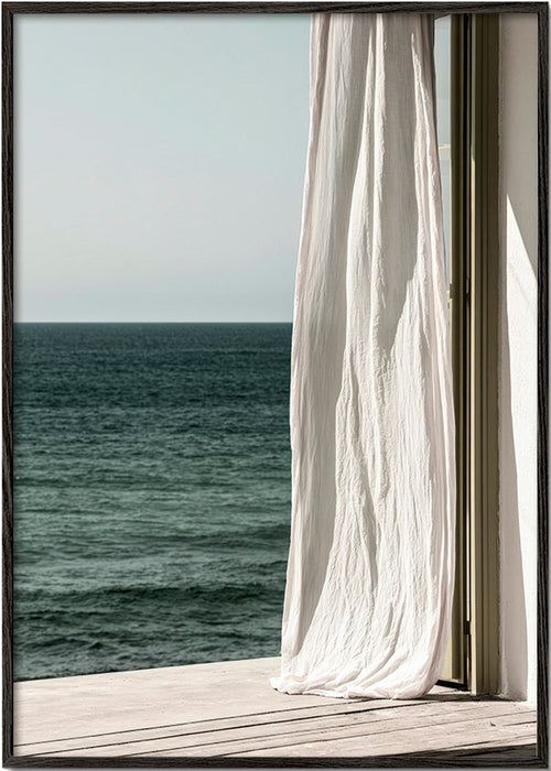 Tableau de paysage avec rideau au bord de la mer