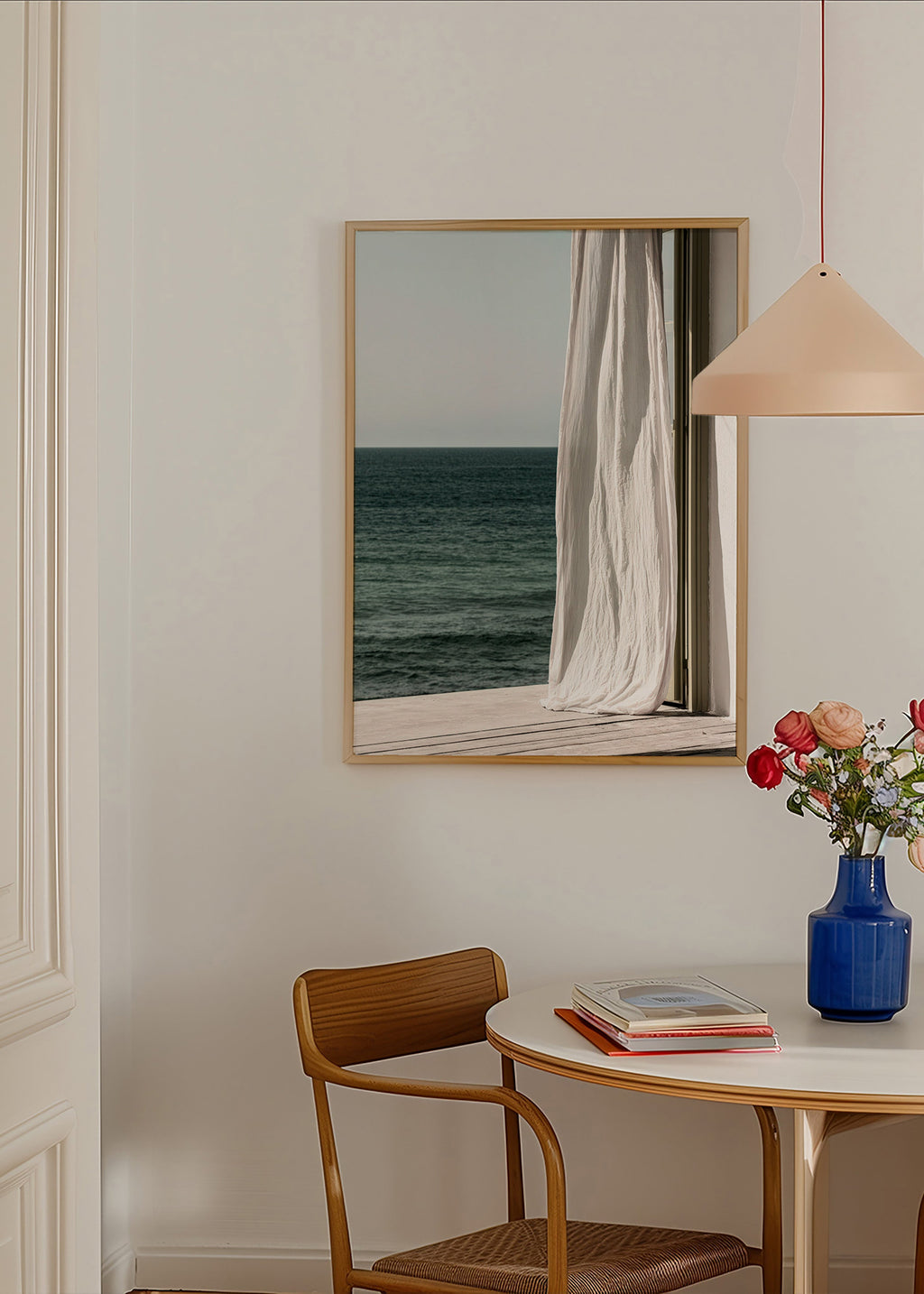 Tableau de paysage avec rideau au bord de la mer