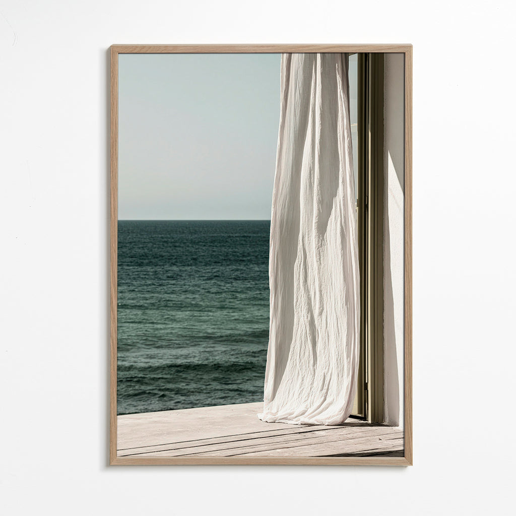 Tableau de paysage avec rideau au bord de la mer