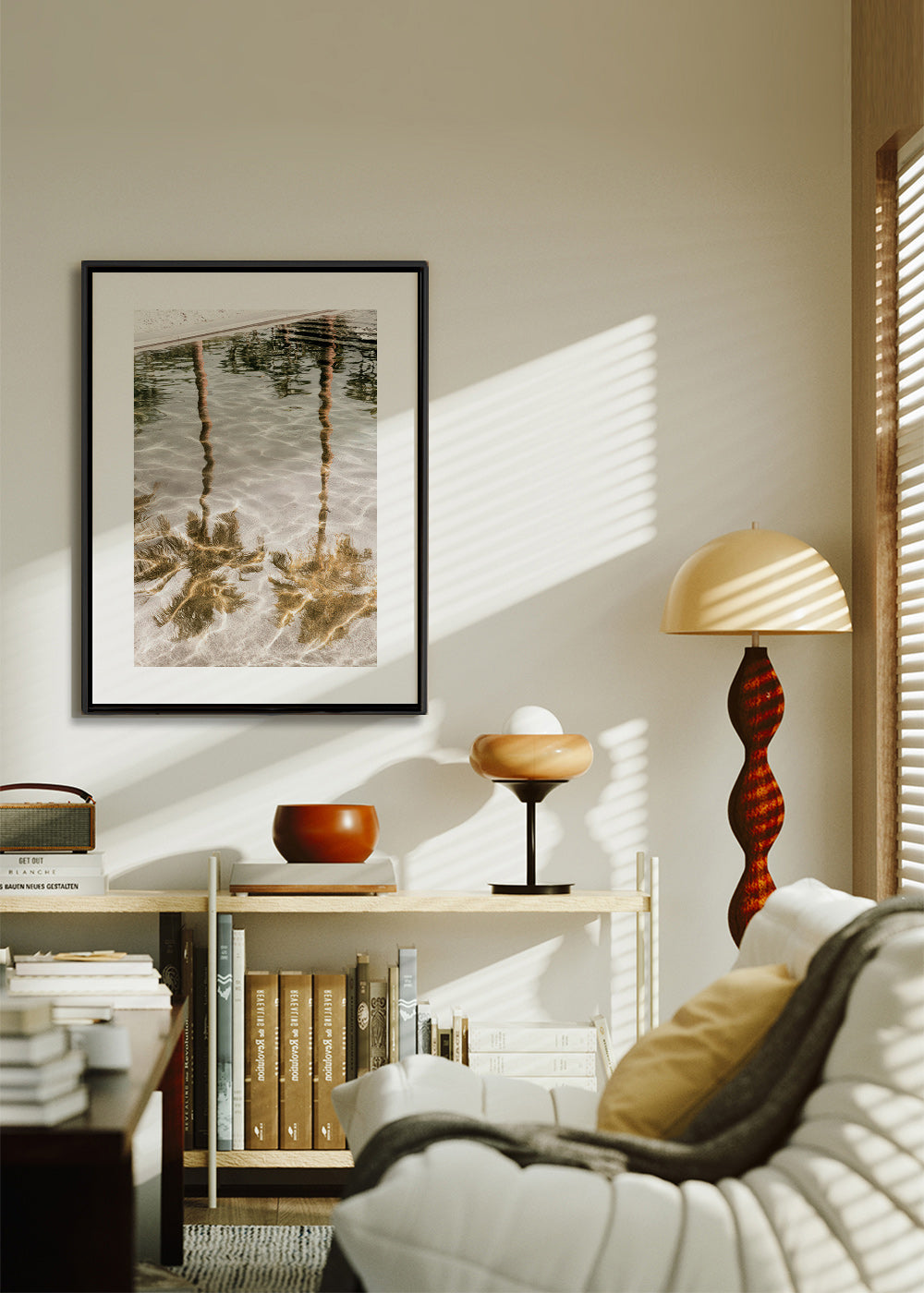 Landschap kunst met palmenreflecties