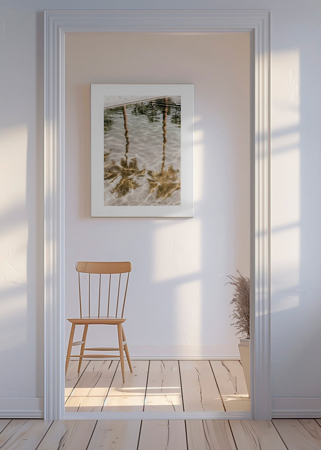 Landschap kunst met palmenreflecties