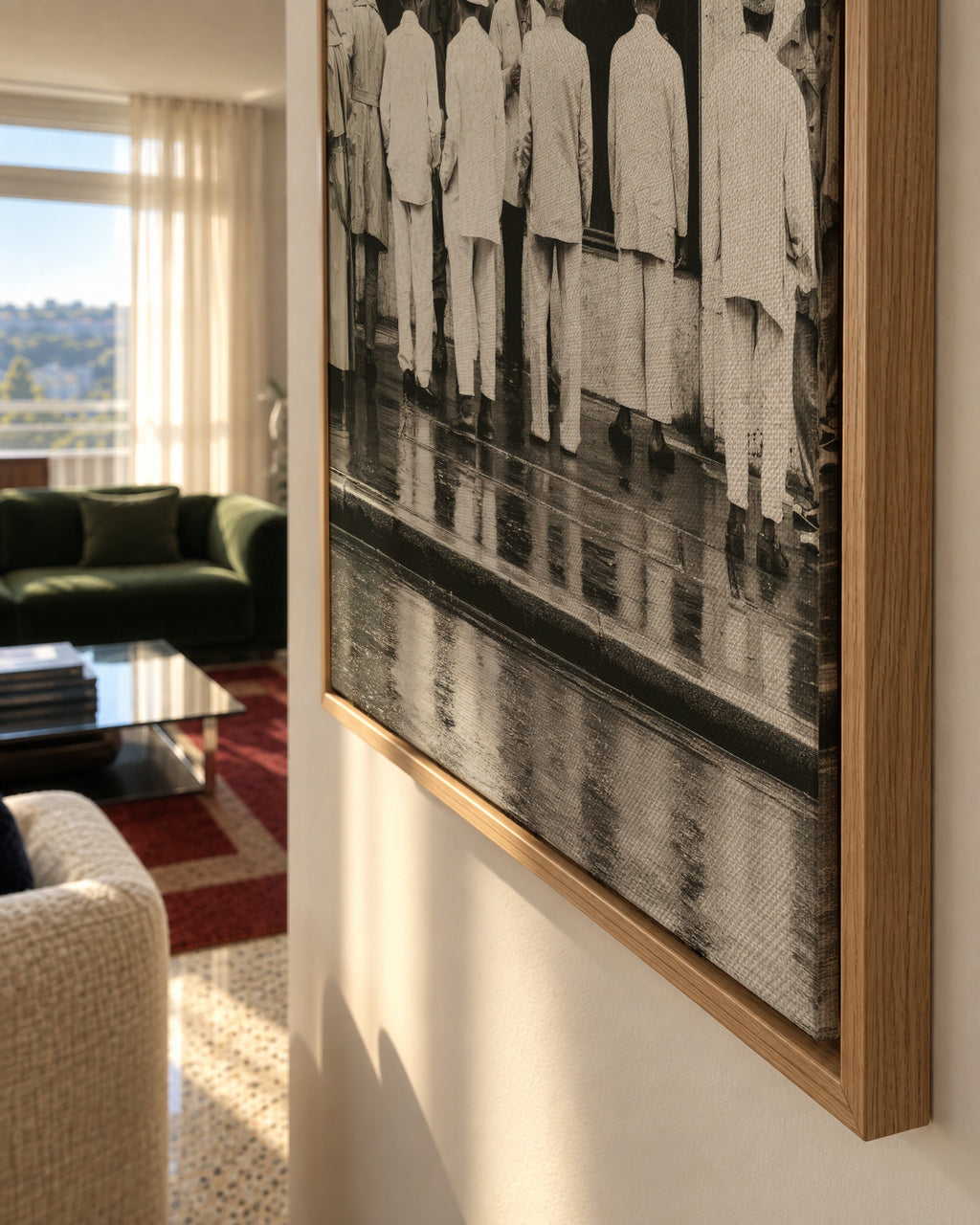 Men in White - Framed canvas detail