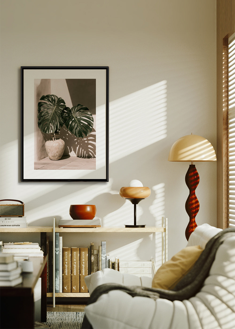 Botanischer Druck Monstera im Topf