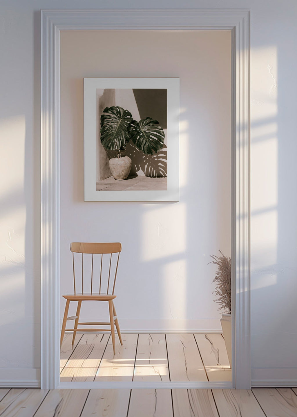 Botanischer Druck Monstera im Topf