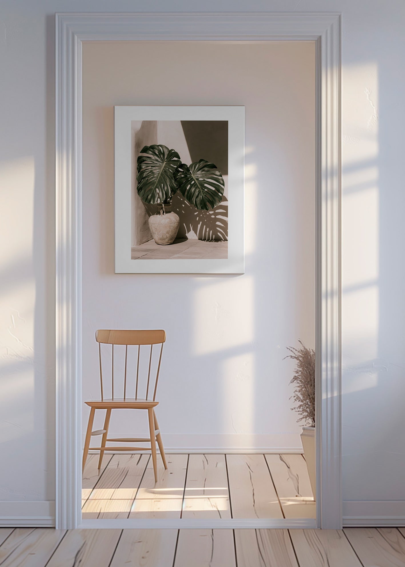 Botanischer Druck Monstera im Topf