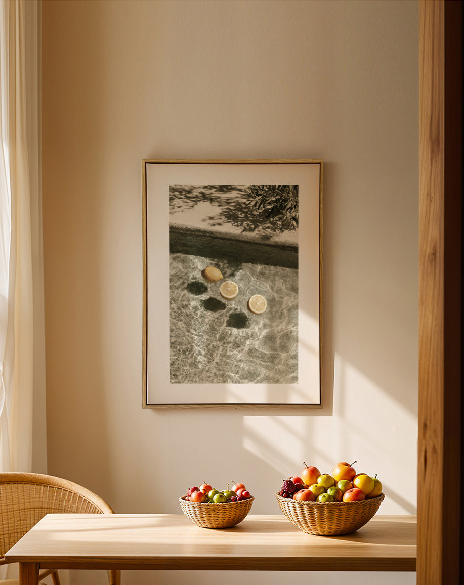 Floating Lemons - Framed canvas in an interior