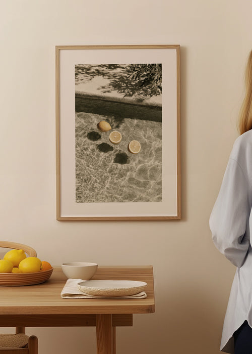 Floating Lemons - Framed poster in an interior