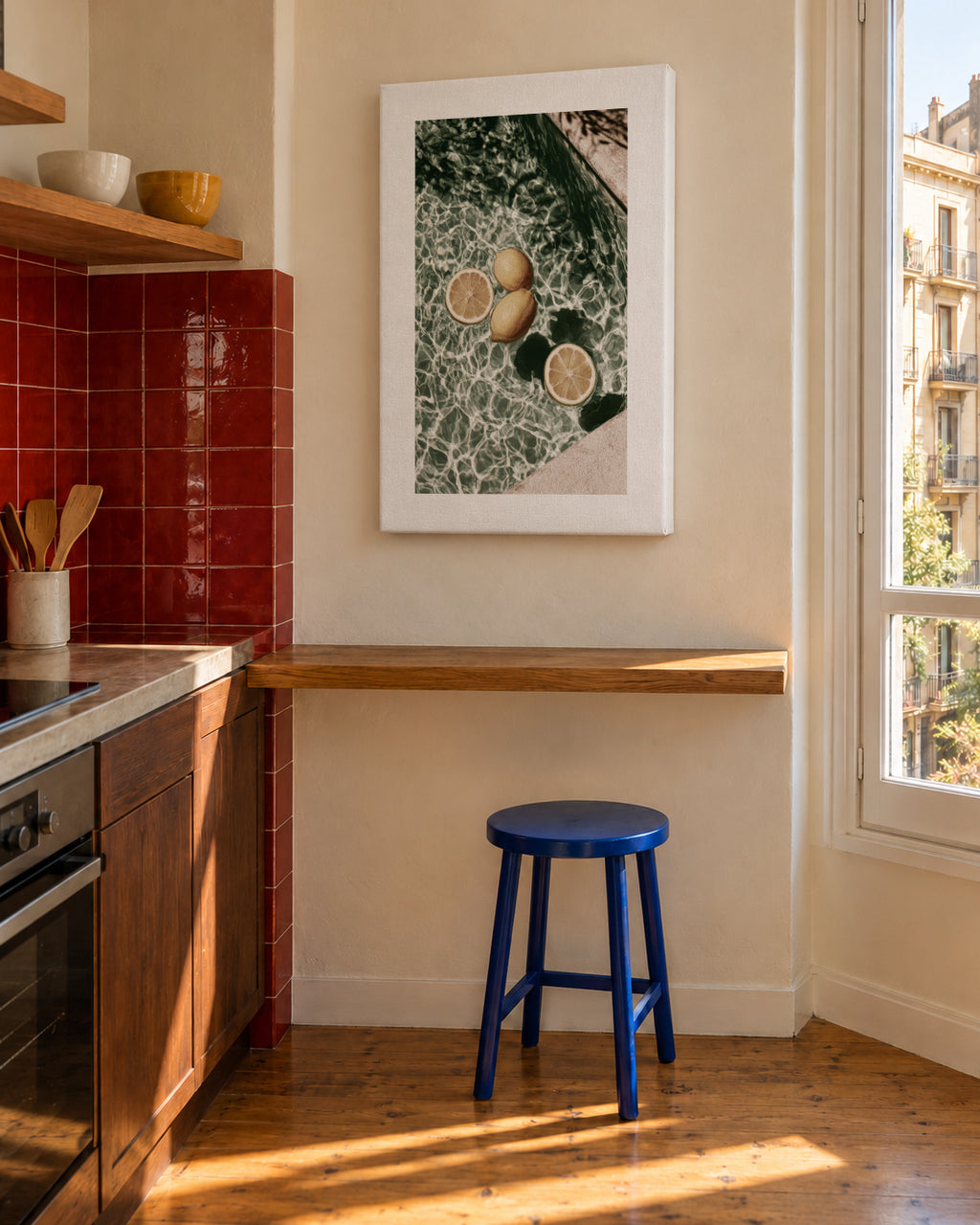 Poolside Citrus - Unframed canvas in an interior