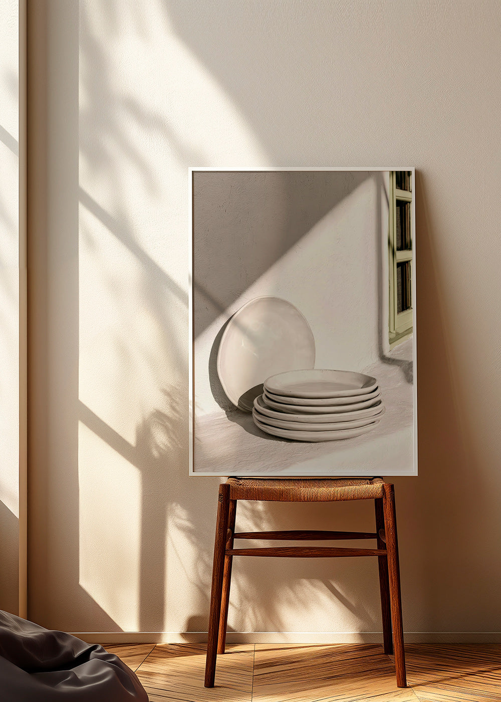 Art de cuisine: céramiques blanches à la lumière