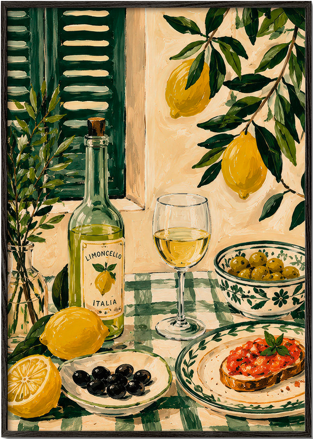 Küchenkunst: Stillleben mit Zitrone und Limoncello