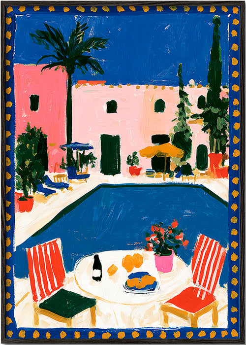 Art de voyage : villa rose avec piscine