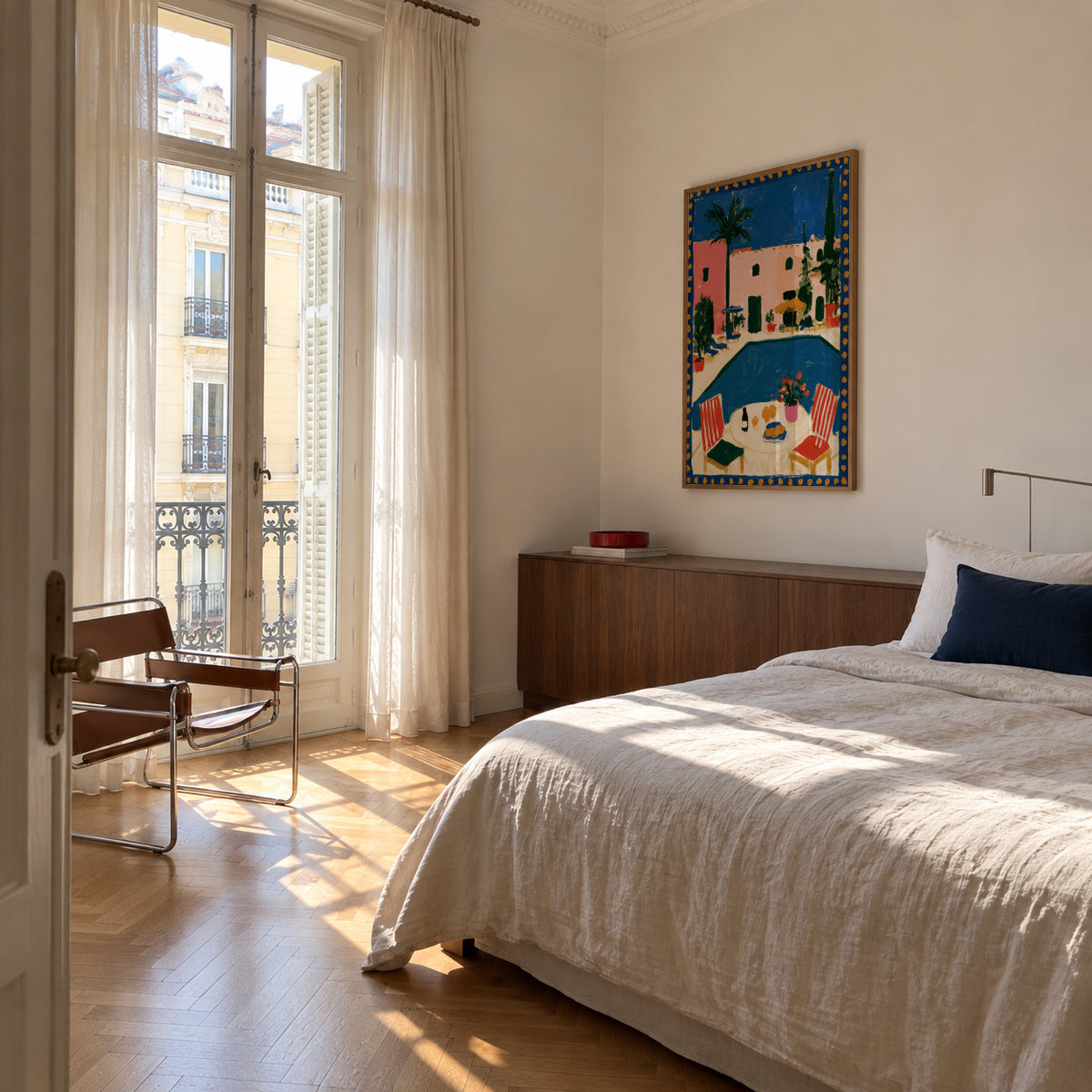 Pink Villa - Framed poster in an interior